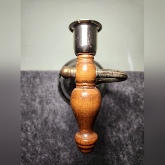 HOME INTERIORS LADY GIMBEL WOOD/BRASS CANDLESTICK SCONCE Wall Mount/Table - Picture 1 of 6